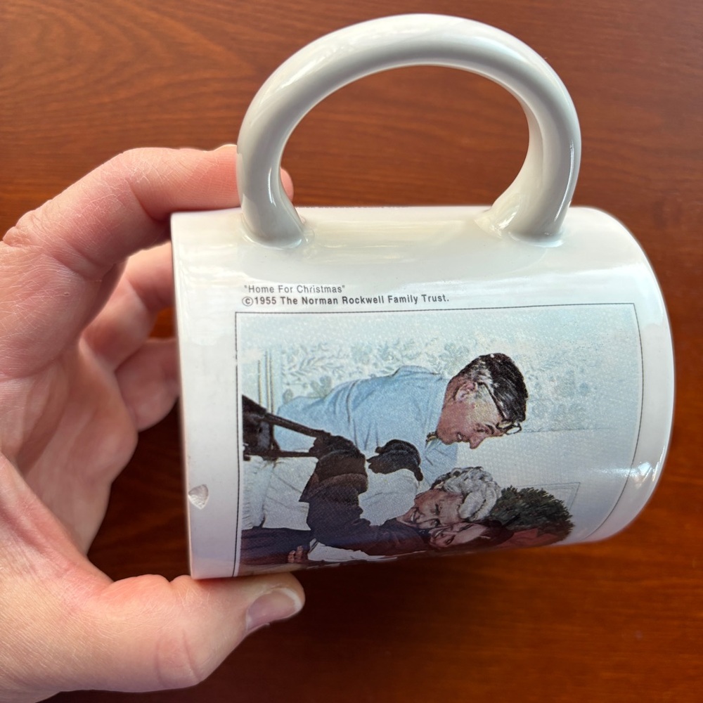 Vintage Norman Rockwell “Home for Christmas” Coffee Cup Mug 1955 Copy 10 oz. - Picture 7 of 7